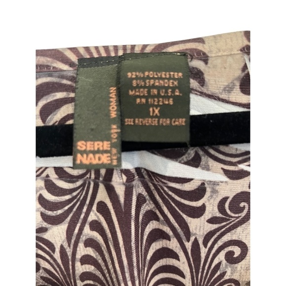 SERE Nade Plus Size Brown Design Short Sleeve Ruffle Hem Top Size 1X - Picture 3 of 4